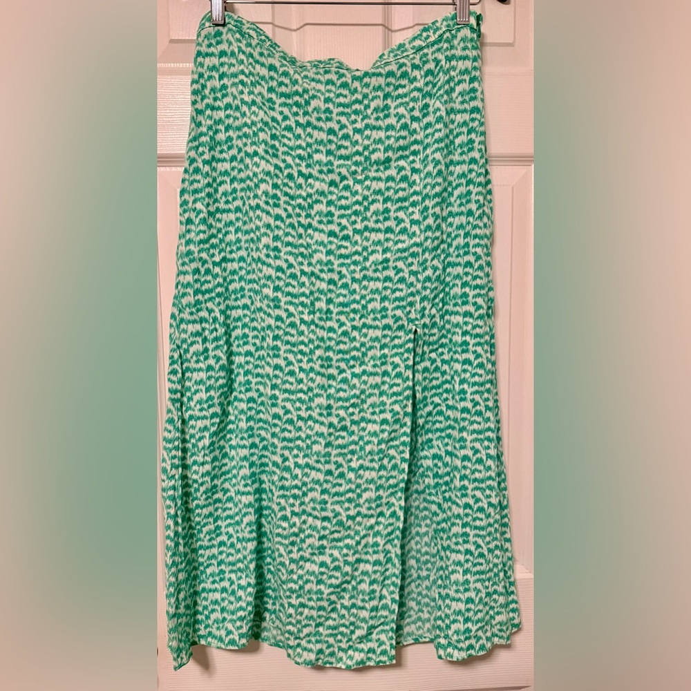 H&M Green and White Midi Skirt